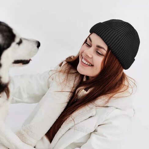 ROYBENS Wool Fisherman Beanie for Men Women, Knit Cuffed Fleece Lined Beanies Winter Warm Hat Skull Cap Unisex in Kuwait