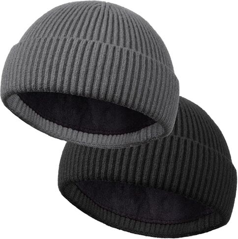 ROYBENS Wool Fisherman Beanie for Men Women, Knit Cuffed Fleece Lined Beanies Winter Warm Hat Skull Cap Unisex in Kuwait