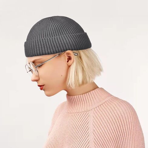 ROYBENS Wool Fisherman Beanie for Men Women, Knit Cuffed Fleece Lined Beanies Winter Warm Hat Skull Cap Unisex in Kuwait