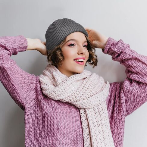 ROYBENS Wool Fisherman Beanie for Men Women, Knit Cuffed Fleece Lined Beanies Winter Warm Hat Skull Cap Unisex in Kuwait