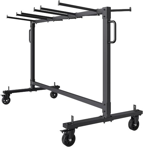 VEVOR Folding Cart Single Layer Mobile Stackable Dolly, Storage Rack Trolley with 265 Lbs Capacity to Store 42, Heavy Duty Iron Chairs Holder with 4 Casters, 2 Elastic Cords, Cover, Matte Black in Saudi Arabia