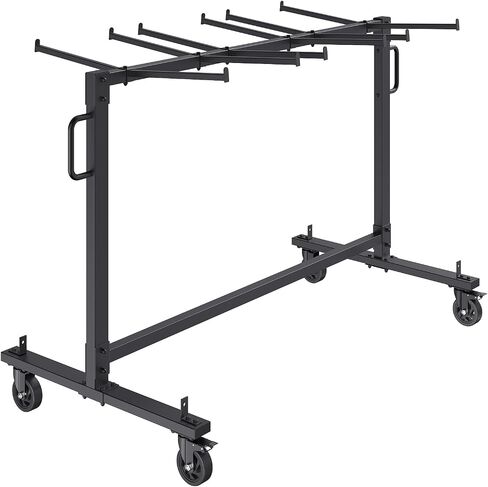 VEVOR Folding Cart Single Layer Mobile Stackable Dolly, Storage Rack Trolley with 265 Lbs Capacity to Store 42, Heavy Duty Iron Chairs Holder with 4 Casters, 2 Elastic Cords, Cover, Matte Black in Saudi Arabia