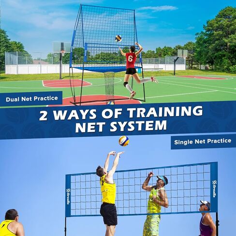 Volleyball Training Equipment, Volleyball Practice Net Station Update Freely Adjustable Height of Front Net, Easy Assembly Volleyball Net for Backyard Hitting Serving Passing Practice in Saudi Arabia