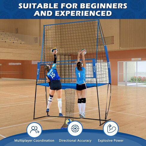 Volleyball Training Equipment, Volleyball Practice Net Station Update Freely Adjustable Height of Front Net, Easy Assembly Volleyball Net for Backyard Hitting Serving Passing Practice in Saudi Arabia