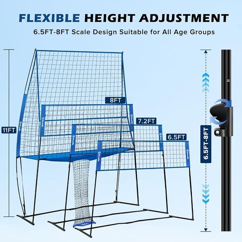 Volleyball Training Equipment, Volleyball Practice Net Station Update Freely Adjustable Height of Front Net, Easy Assembly Volleyball Net for Backyard Hitting Serving Passing Practice in Saudi Arabia