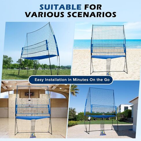 Volleyball Training Equipment, Volleyball Practice Net Station Update Freely Adjustable Height of Front Net, Easy Assembly Volleyball Net for Backyard Hitting Serving Passing Practice in Saudi Arabia