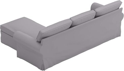 Sofa Covers Custom Made for IKEA 4 Seat Loveseat Chaise Sectional Corner Slipcovers (Polyester Flax Light Gray, Ektorp 4 Seat Chaise) in Saudi Arabia