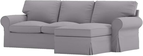 Sofa Covers Custom Made for IKEA 4 Seat Loveseat Chaise Sectional Corner Slipcovers (Polyester Flax Light Gray, Ektorp 4 Seat Chaise) in Saudi Arabia