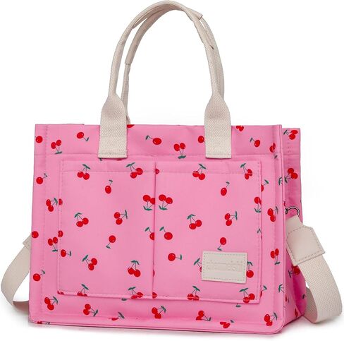 Tote Bag for Women,Canvas Cherry Tote Bags for Work Everything Tote Bag Crossbody Shoulder Handbags with Pockets in Saudi Arabia