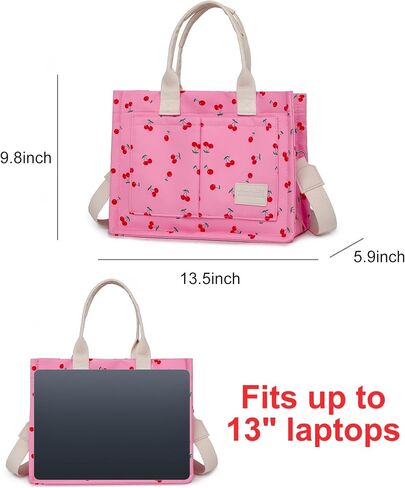 Tote Bag for Women,Canvas Cherry Tote Bags for Work Everything Tote Bag Crossbody Shoulder Handbags with Pockets in Saudi Arabia