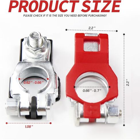 موصلات طرفية للبطارية، زوج إيجابي وسالب مع غسالات، مشابك أطراف البطارية، ملحقات السيارات للسيارات وسيارات الدفع الرباعي والشاحنات والدراجات النارية in Kuwait