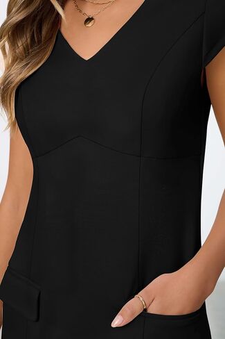 MEROKEETY Women's Cap Sleeve V Neck Mini Dress Elegant Formal Bodycon Business Office Casual Dress in Saudi Arabia