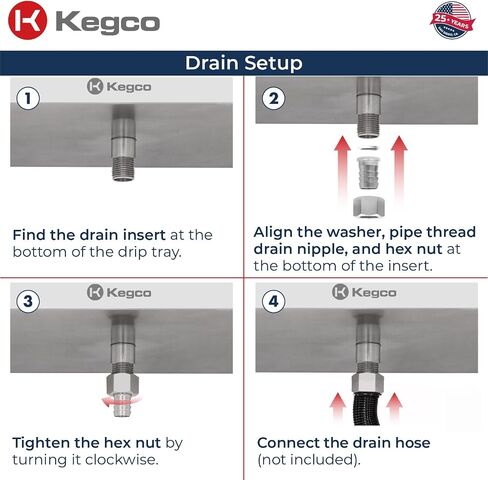 Kegco SEWM-1210-3 12" x 10" x 18" Wall Mount Drip Tray with Drain - 3 Shank Holes in Saudi Arabia
