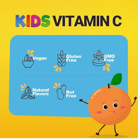 Doctors Finest Vitamin C Gummies for Kids – Vegan, GMO Free & Gluten Free – Great Tasting Orange Flavor Pectin Chews – Kids Dietary Supplement – 250mg of Vitamin C – 90 Jellies [45 Doses] in Kuwait
