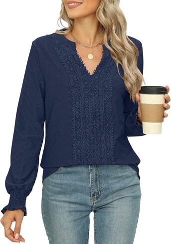 Ivicoer Blouses for Women Dressy Casual Long Sleeve Shirts V Neck Business Tops Office Work Shirts in Saudi Arabia