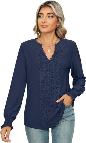 Ivicoer Blouses for Women Dressy Casual Long Sleeve Shirts V Neck Business Tops Office Work Shirts in Saudi Arabia