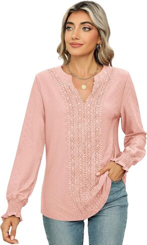 Ivicoer Blouses for Women Dressy Casual Long Sleeve Shirts V Neck Business Tops Office Work Shirts in Saudi Arabia