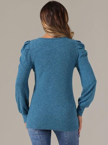 Allegra K Women's Puff Long Sleeve Tunic Tops Knit Crew Neck Casual Shirt in Saudi Arabia