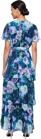 S.L. Fashions Women's Short Sleeve Tiered Skirt Long Maxi Dress with Surplice Neckline, Wedding (Petite and Regular Sizes) in Kuwait