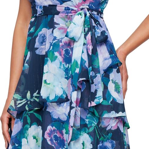 S.L. Fashions Women's Short Sleeve Tiered Skirt Long Maxi Dress with Surplice Neckline, Wedding (Petite and Regular Sizes) in Kuwait