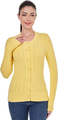 معطف سترة نسائي من AmélieBoutik مصنوع من نسيج محبوك وأكمام طويلة وأزرار أمامية مفتوحة للأسفل in Kuwait
