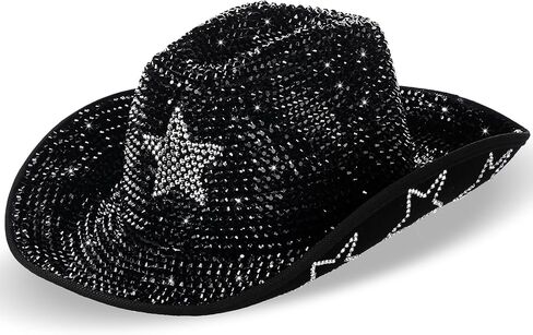 Rhinestone Cowboy Hats for Women Cowgirl Diamond Western Disco Crystal Hat for Carnival Wedding Costume Party in Kuwait