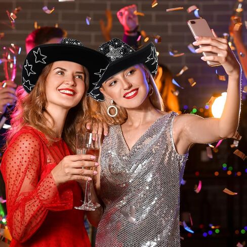 Rhinestone Cowboy Hats for Women Cowgirl Diamond Western Disco Crystal Hat for Carnival Wedding Costume Party in Kuwait