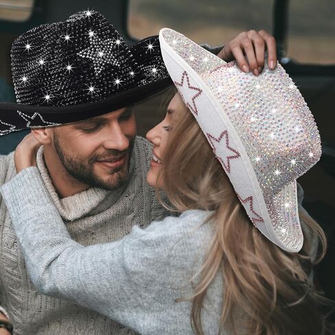 Rhinestone Cowboy Hats for Women Cowgirl Diamond Western Disco Crystal Hat for Carnival Wedding Costume Party in Kuwait