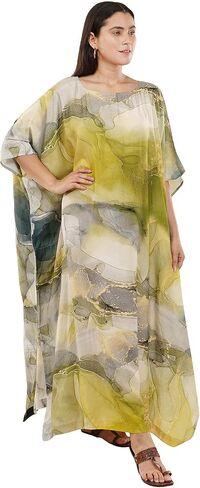 Womens 100% Cotton Premium Kaftan, Loungewear,Night wear, Summerdress,Robe Beachcover, Boatneck Caftan Free Size-3XL in Saudi Arabia