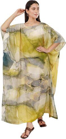 Womens 100% Cotton Premium Kaftan, Loungewear,Night wear, Summerdress,Robe Beachcover, Boatneck Caftan Free Size-3XL in Saudi Arabia