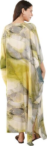 Womens 100% Cotton Premium Kaftan, Loungewear,Night wear, Summerdress,Robe Beachcover, Boatneck Caftan Free Size-3XL in Saudi Arabia