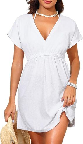 Terry Cloth Cotton Cover ups - Women Beach Swimsuit Bathing Suit Bikini Swimwear Coverups in Kuwait