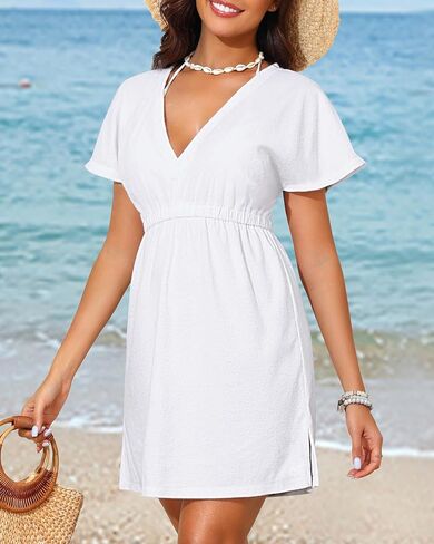 Terry Cloth Cotton Cover ups - Women Beach Swimsuit Bathing Suit Bikini Swimwear Coverups in Kuwait