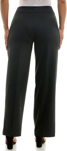 Zac & Rachel Women's Pull on Wide Leg Compression Ponte Pant with Symmetric Button Detail in Kuwait