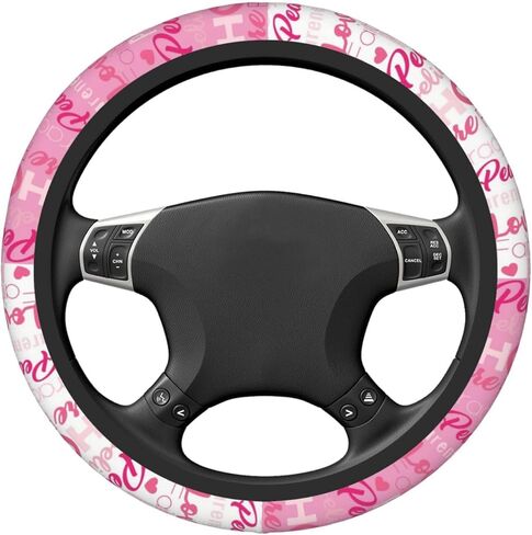 غطاء عجلة قيادة السيارة بشريط وردي للتوعية بسرطان الثدي، من النيوبرين العالمي الناعم المرن المريح، غطاء حماية لعجلة الديكور، ديكورات تلقائية مقاس 15 بوصة للنساء in Kuwait
