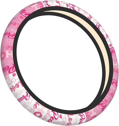 غطاء عجلة قيادة السيارة بشريط وردي للتوعية بسرطان الثدي، من النيوبرين العالمي الناعم المرن المريح، غطاء حماية لعجلة الديكور، ديكورات تلقائية مقاس 15 بوصة للنساء in Kuwait