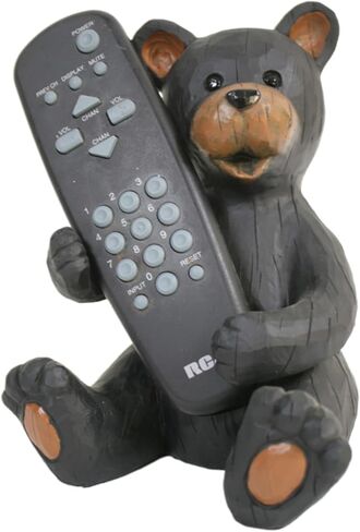 Slifka الدب الأسود تمثال حامل جهاز التحكم عن بعد، ديكورات الطاولة الدائمة للمنازل الجبلية، ديكور منزلي صغير للعطلات، 8.5 بوصة X8571 in Kuwait