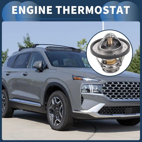 ترموستات السيارة، ترموستات تبريد المحرك رقم 255003C150 لسيارة Hyundai Santa Fe 3.3L 2013-2018 لون فضي معدني، قطعة واحدة in Saudi Arabia