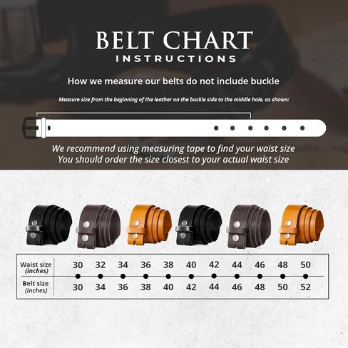 Leather Belt for men, Genuine Leather Belt without buckle, Men Belts Replacement belt Snap on Strap-1.5 inch Wide in Saudi Arabia