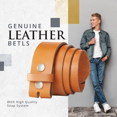 Leather Belt for men, Genuine Leather Belt without buckle, Men Belts Replacement belt Snap on Strap-1.5 inch Wide in Saudi Arabia