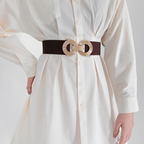 COTIM COYIN Women‘s Wide Elastic Belts with Double Ring Buckle, Stretchy Waist Belt for Dresses in Saudi Arabia