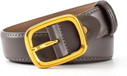 Women Leather Belt Gold Buckle Belt Jeans Pants Ladies Skinny Faux Leather Dress Belt in Saudi Arabia