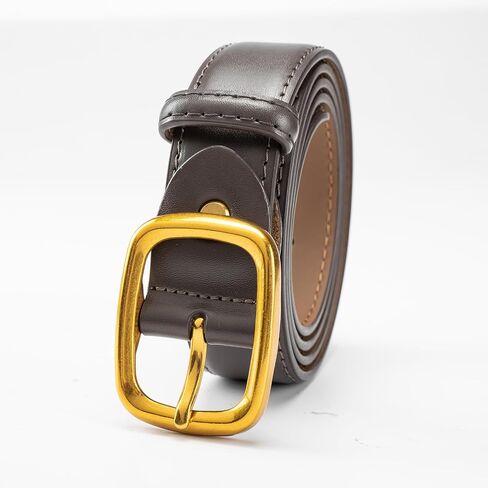 Women Leather Belt Gold Buckle Belt Jeans Pants Ladies Skinny Faux Leather Dress Belt in Saudi Arabia