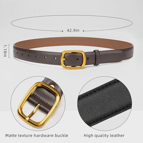 Women Leather Belt Gold Buckle Belt Jeans Pants Ladies Skinny Faux Leather Dress Belt in Saudi Arabia