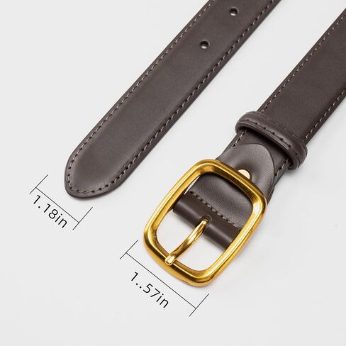 Women Leather Belt Gold Buckle Belt Jeans Pants Ladies Skinny Faux Leather Dress Belt in Saudi Arabia