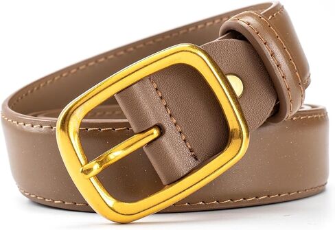 Women Leather Belt Gold Buckle Belt Jeans Pants Ladies Skinny Faux Leather Dress Belt in Saudi Arabia