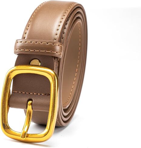 Women Leather Belt Gold Buckle Belt Jeans Pants Ladies Skinny Faux Leather Dress Belt in Saudi Arabia
