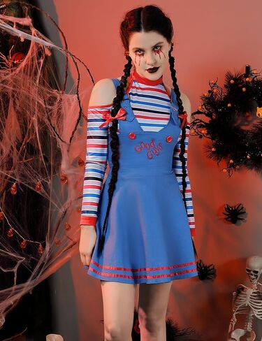 فستان KOJOOIN النسائي تشاكي الفاخر للبالغين من Good Guy مناسب للهالوين باللون الأزرق S in Kuwait