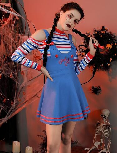 فستان KOJOOIN النسائي تشاكي الفاخر للبالغين من Good Guy مناسب للهالوين باللون الأزرق S in Kuwait