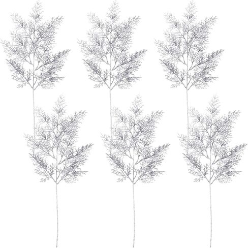 20" Christmas Picks Silver Christmas Tree Branches Filler 6pcs Hight Pine Branches for Christmas Tree Wreath Swag Winter Wedding Bouquet Centerpiece Décor in Saudi Arabia